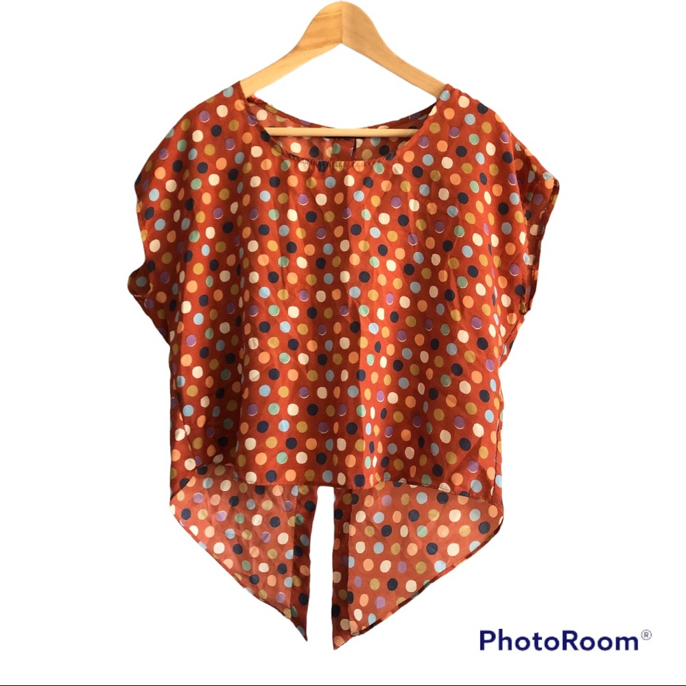 Off Brand multi-color polka dot Tunic Top size L